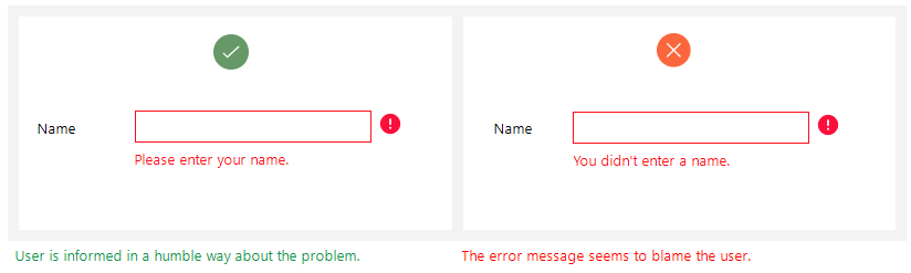 dont blame user in error message