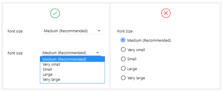 dropdown - Default option is recommended