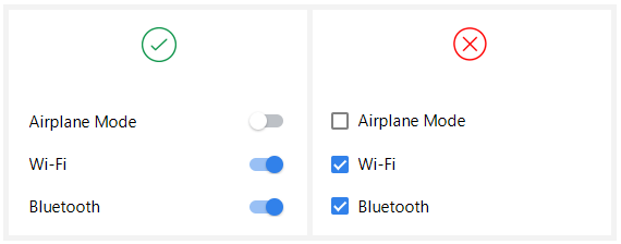 checkboxes - Toggle button vs. check box and toggle switch - User  Experience Stack Exchange