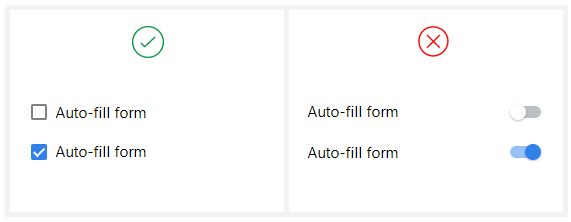 Use checkbox when clear visual state is required