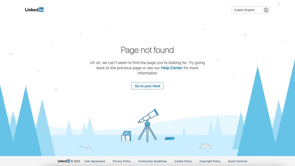 LinkedIn 404 Error Page