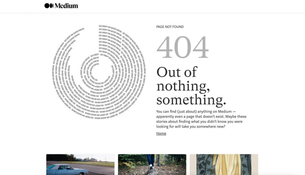 Medium.com 404 Error Page