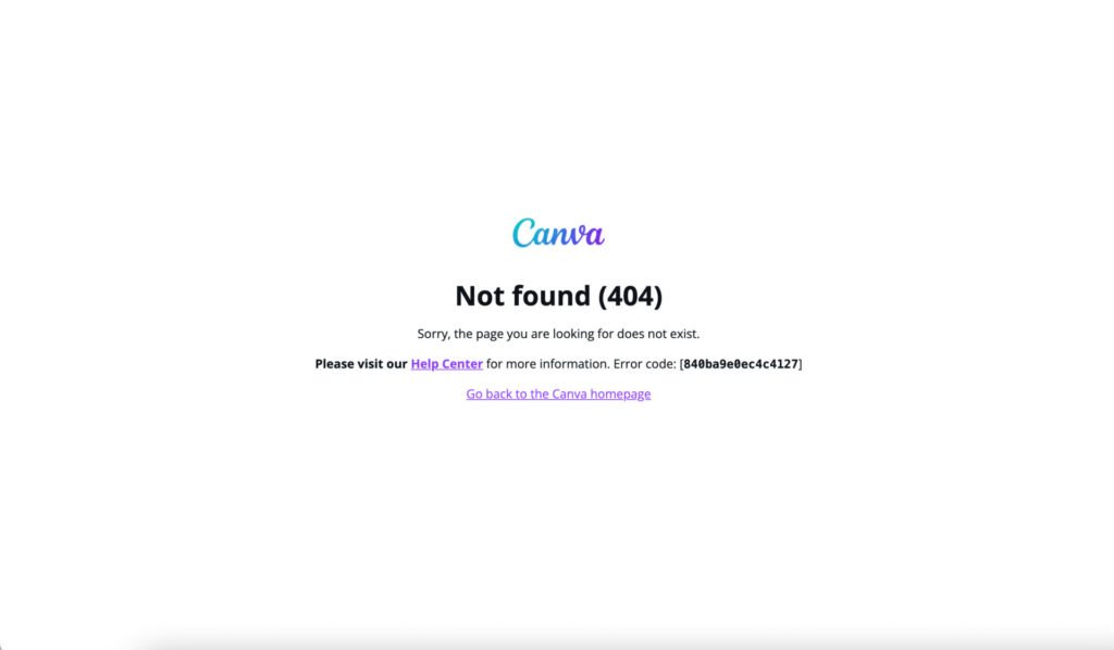 Canva 404 Error Page