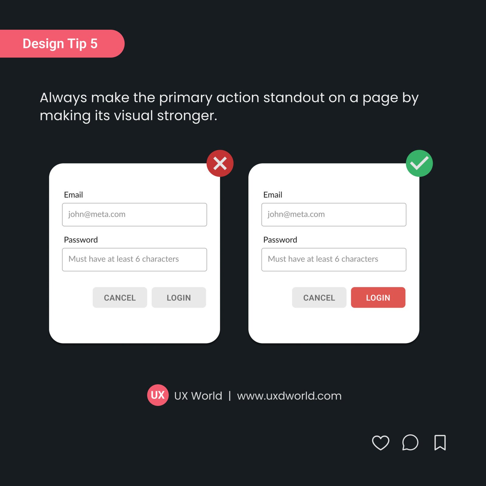 Design Tip 5: Make the primary action button stand out