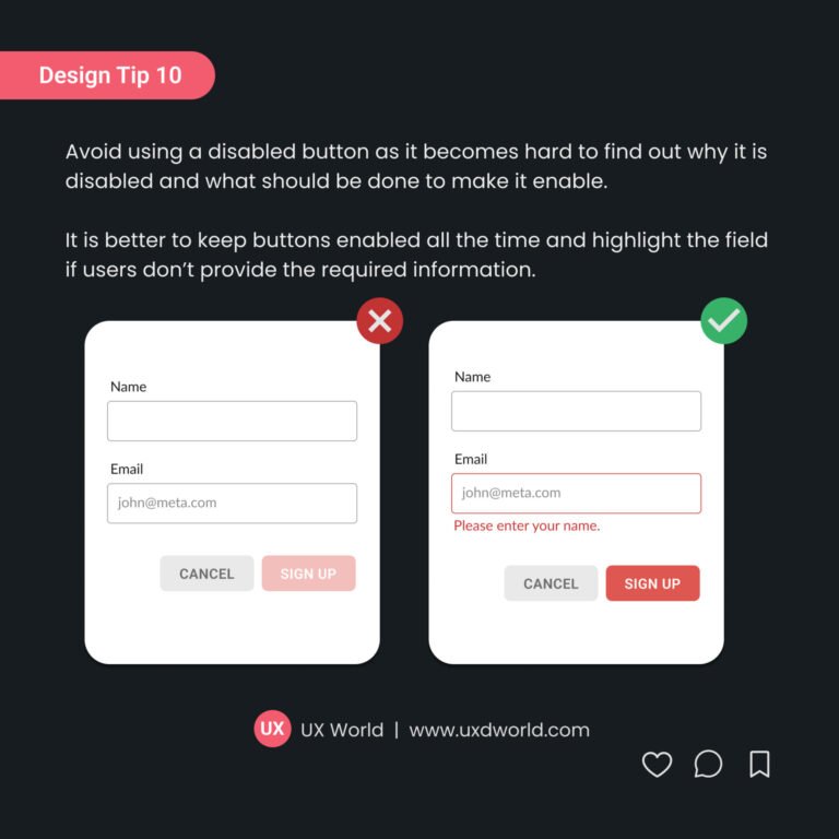 Design Tip #10 - Don't Use Disabled Buttons on UI - UX Design World