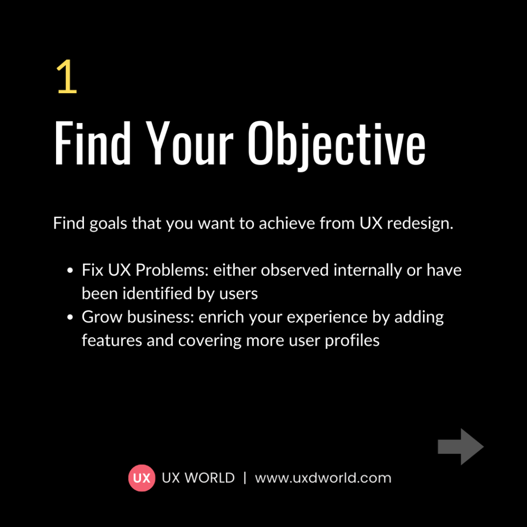5 Steps to Conduct UX Redesign - Find your objective