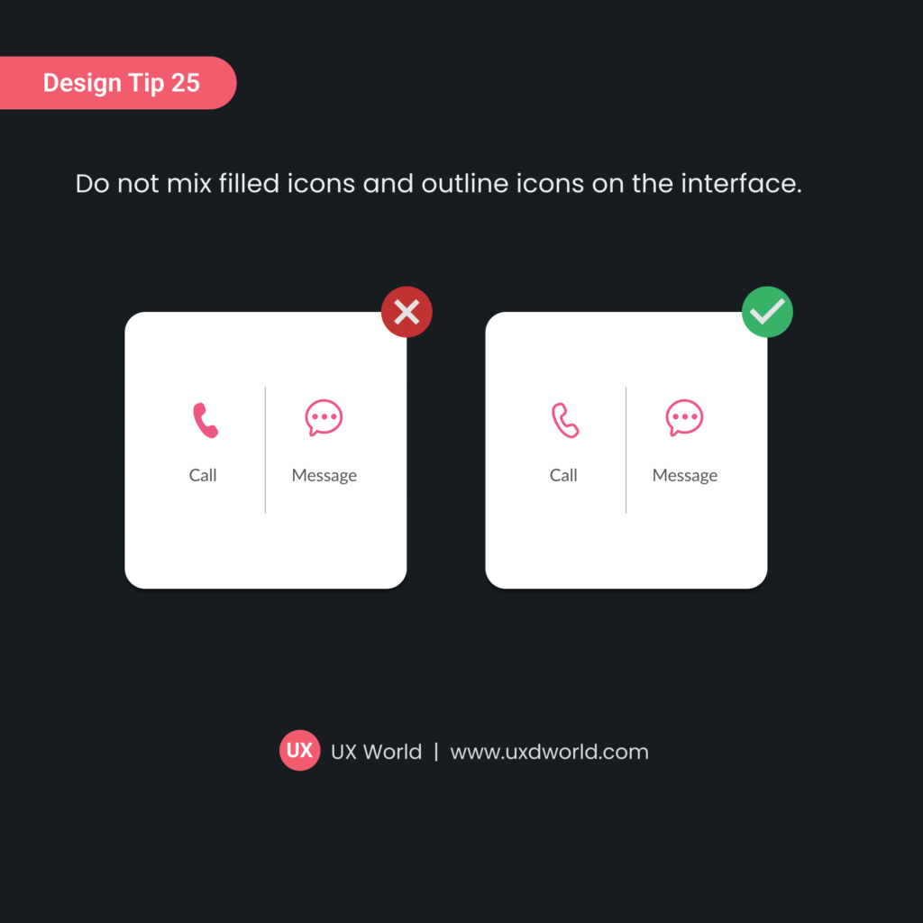 Design Tip - Filled vs. Outlined icons
