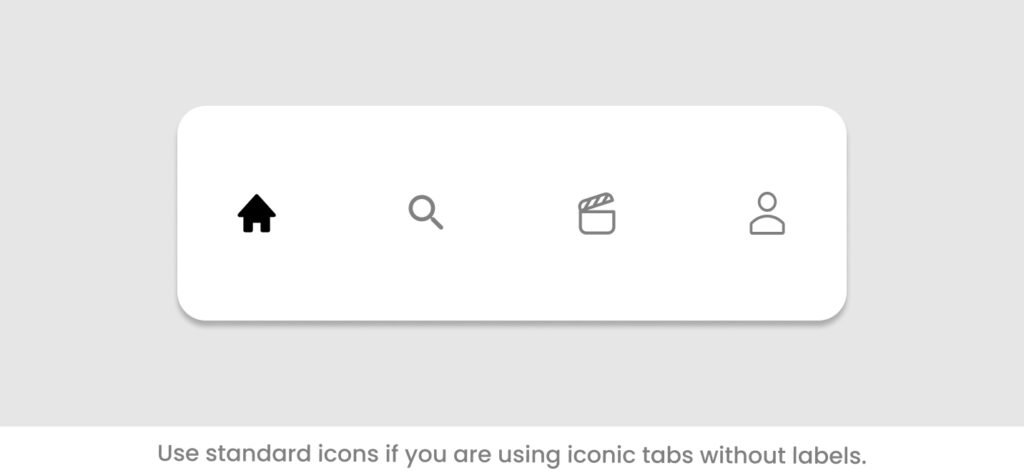 Icons only tabs in bottom tab bar