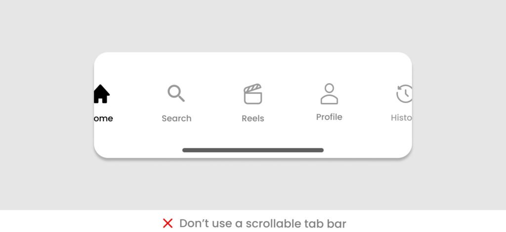 Scrollable bottom tab bar