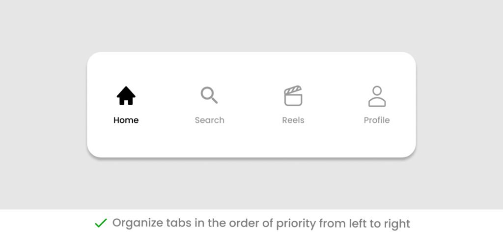 organization of tab in bottom tab bar
