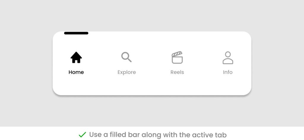 tab bar for an active tab