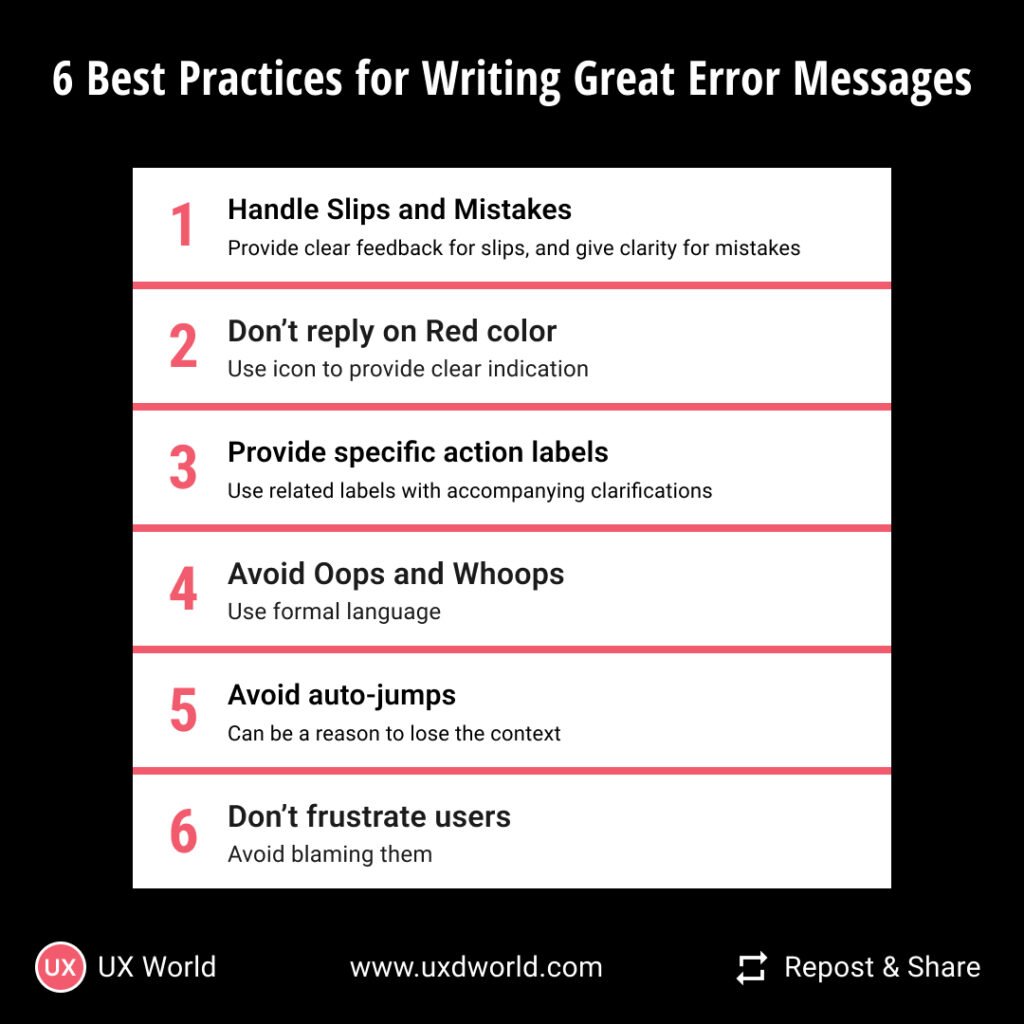 6 Tips to write great error messages