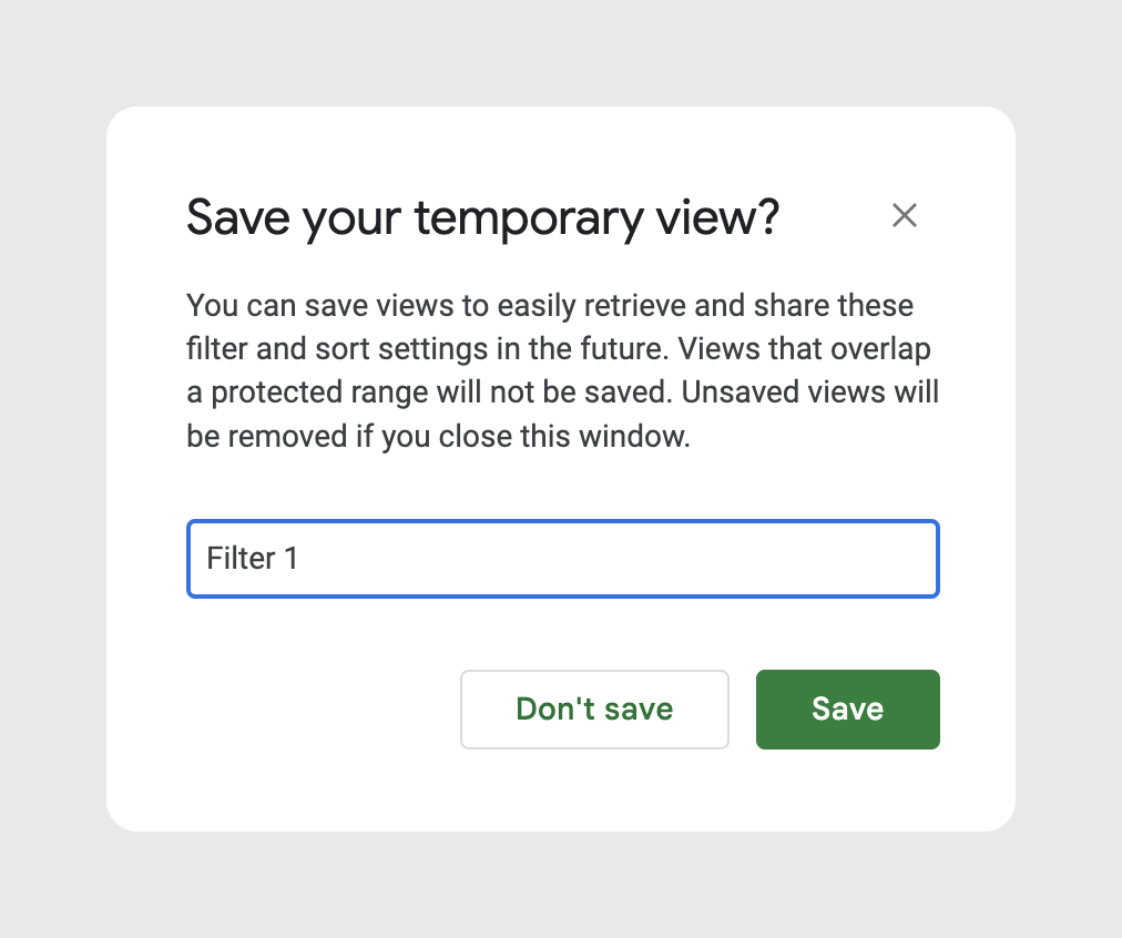 Use relevant buttons - Google sheets