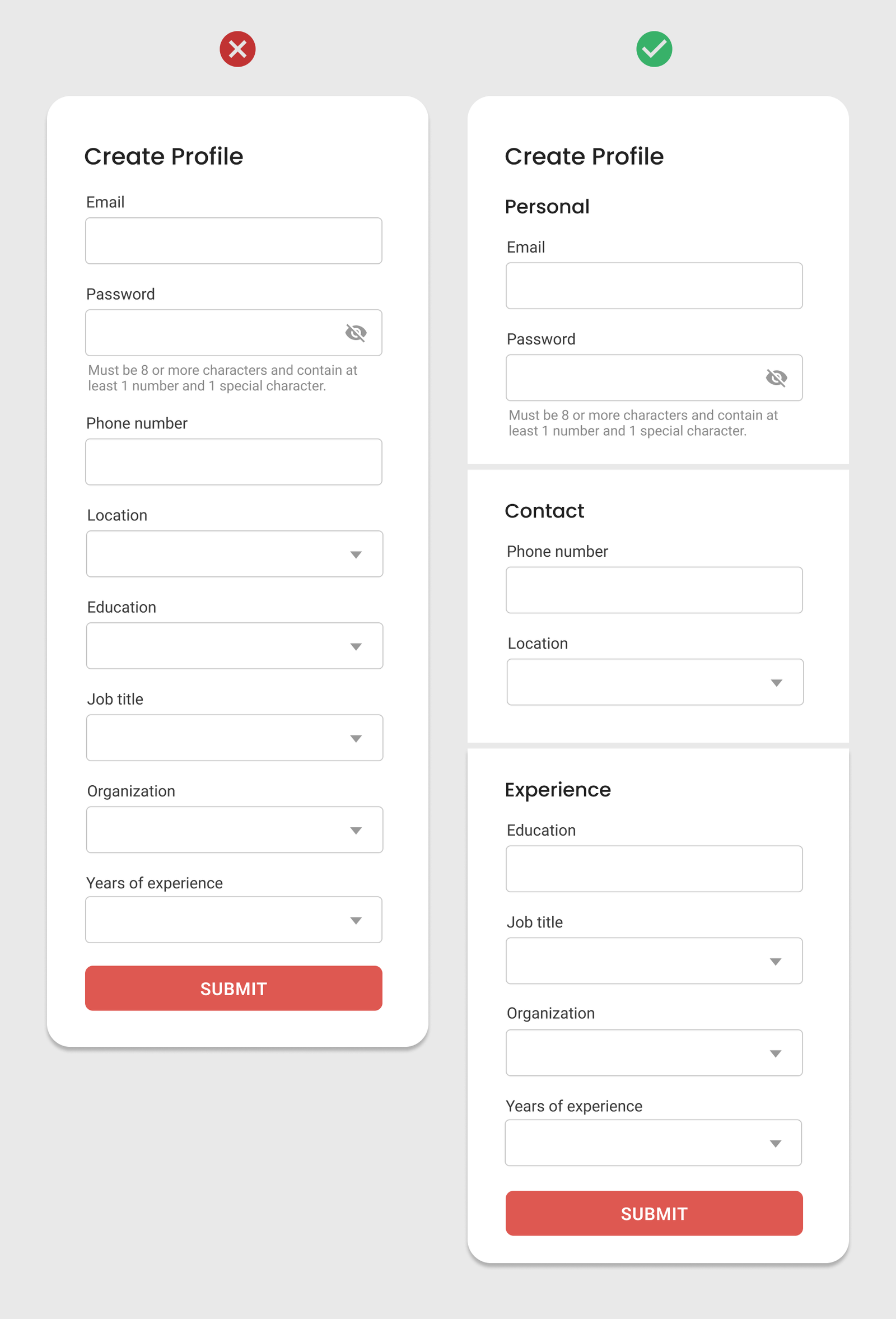 Form Design - Group related fields