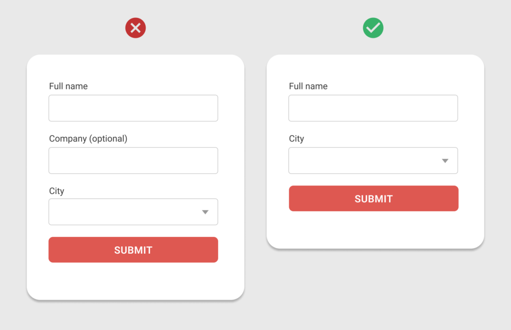 Form design - remove extra fields