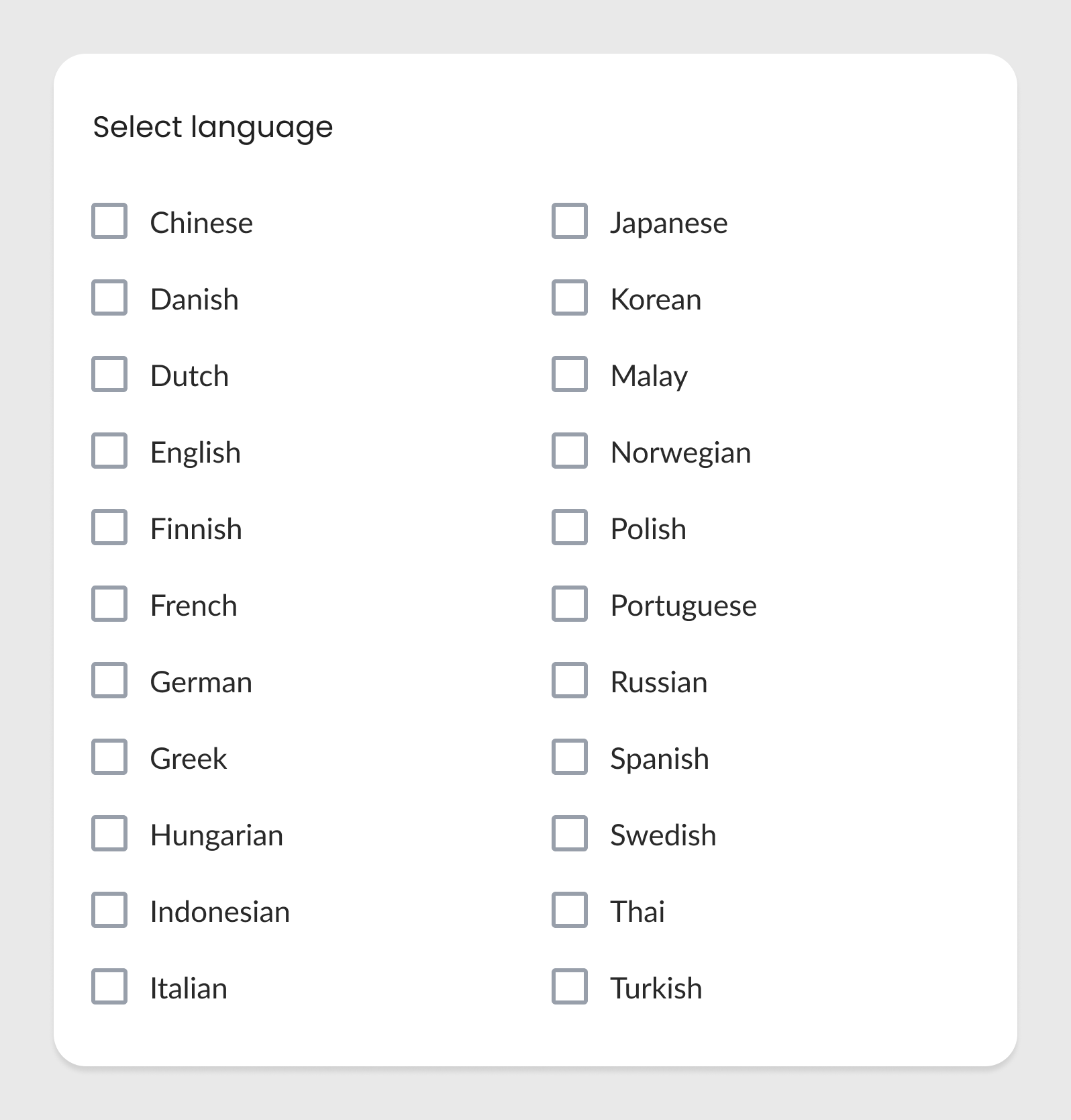 Arrange checkboxes alphabetically