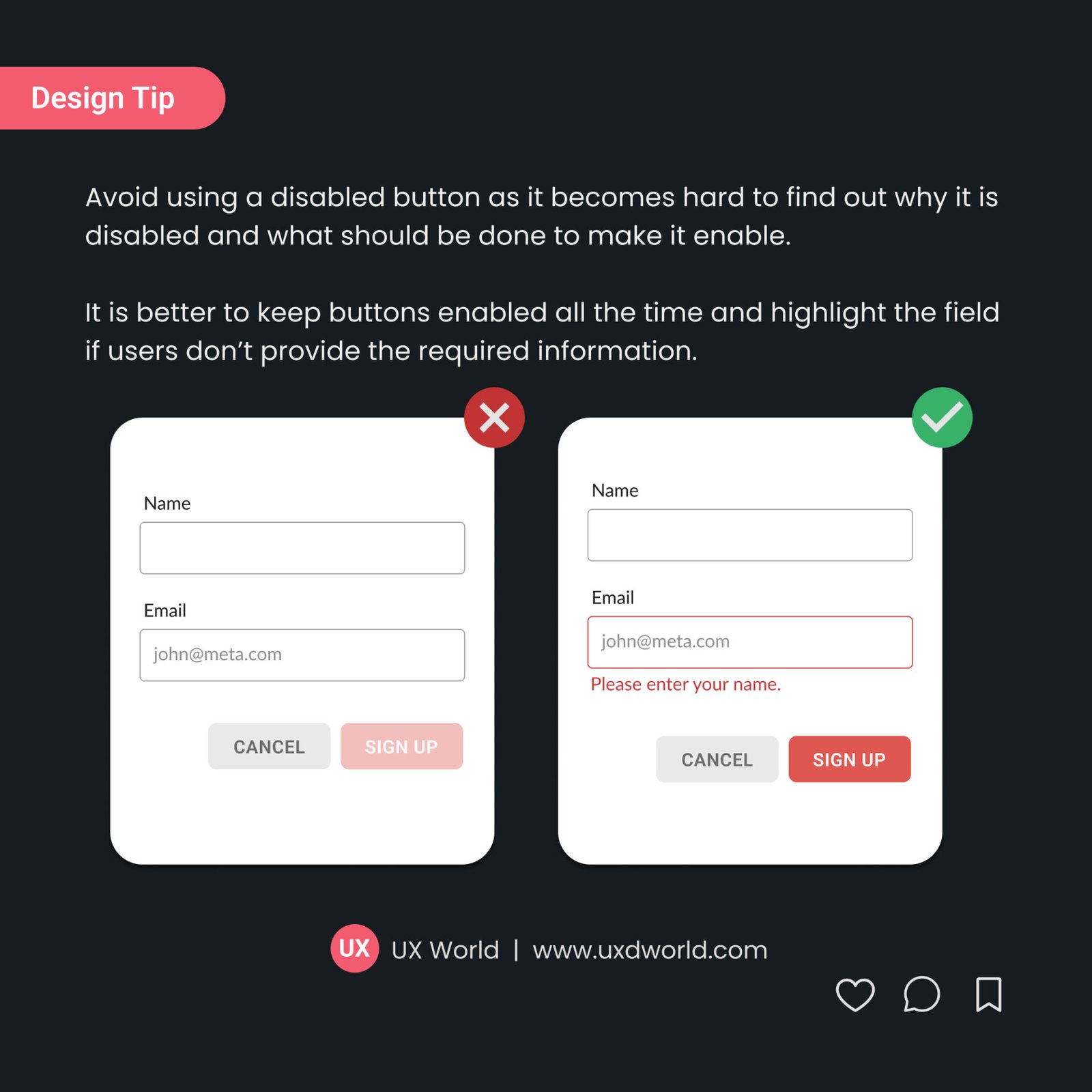 Don’t Use Disabled Buttons
