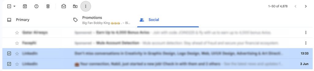 Gmail bulk actions
