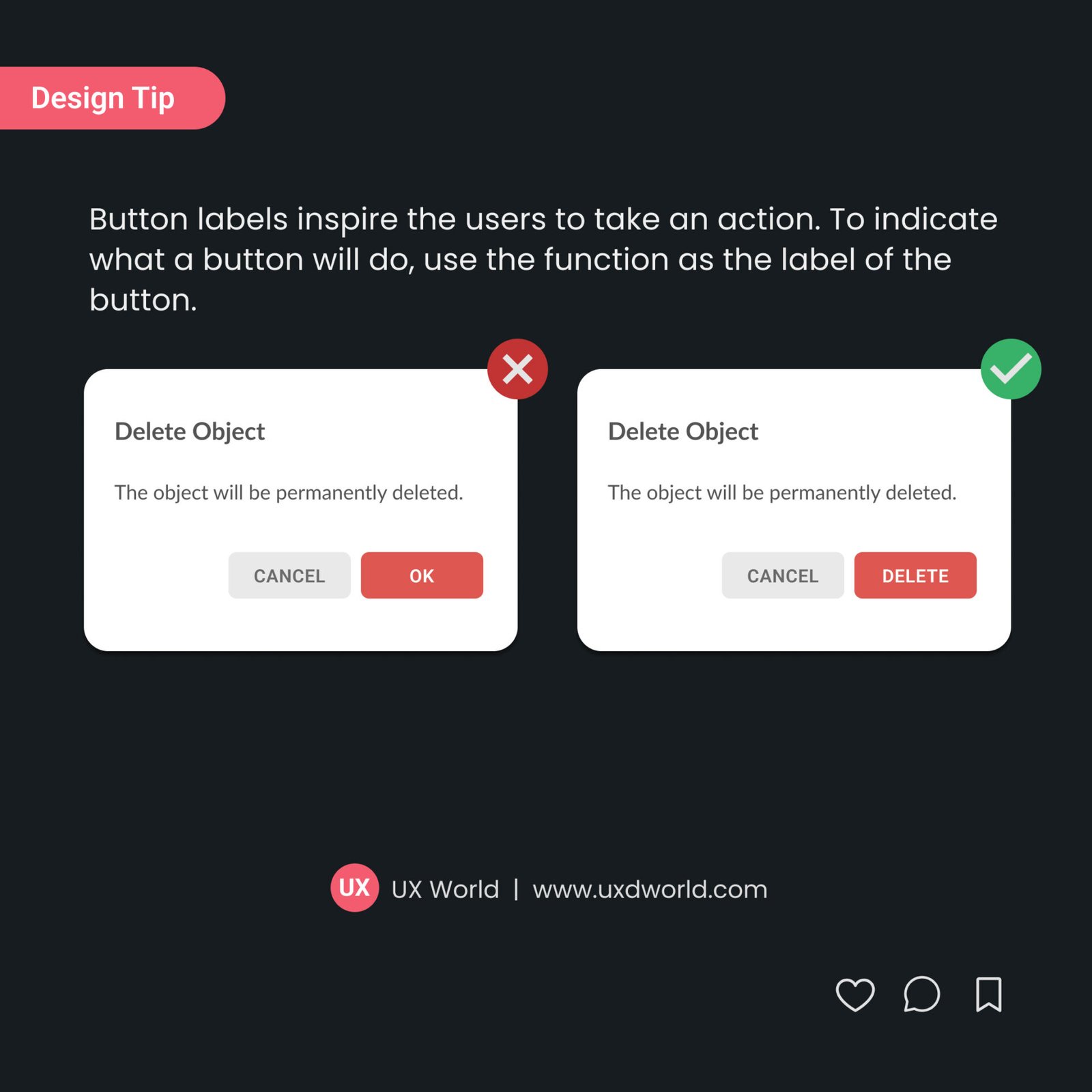 Use Action Verbs as Button Labels