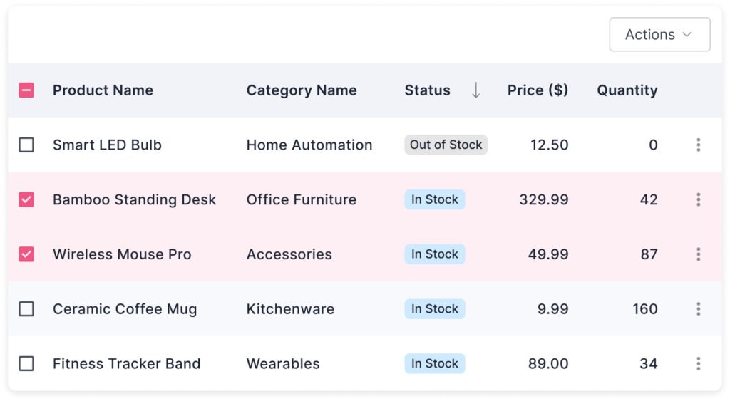 Table Bulk Actions