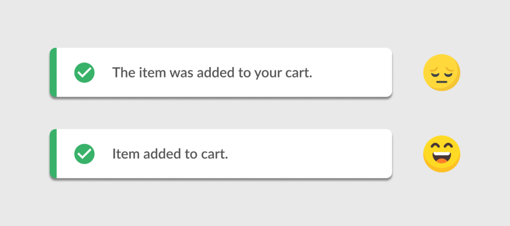 Item added to cart message